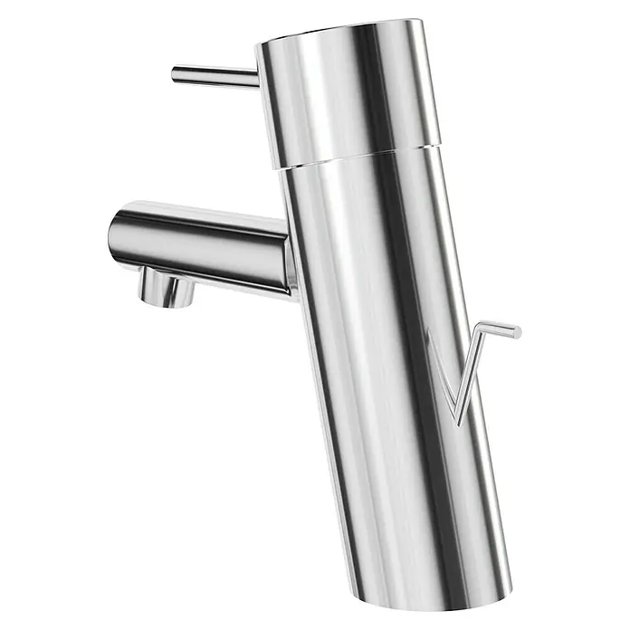 Grohe Concetto Waschtischarmatur - Chrom, Glänzend - Eine Nahaufnahme einer modernen, silberfarbenen Armatur mit einem schlanken, zylindrischen Design und einem seitlichen Hebel.