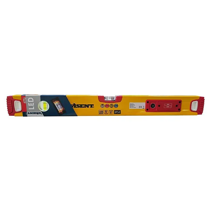 Wisent Wasserwaage LED - Länge: 60 cm, Anzahl Libellen: 2 Stk. - Wasserwaage von Wisent mit LED-Beleuchtung, gelb und rot, für präzises Ausrichten bei Bau- und Renovierungsarbeiten.