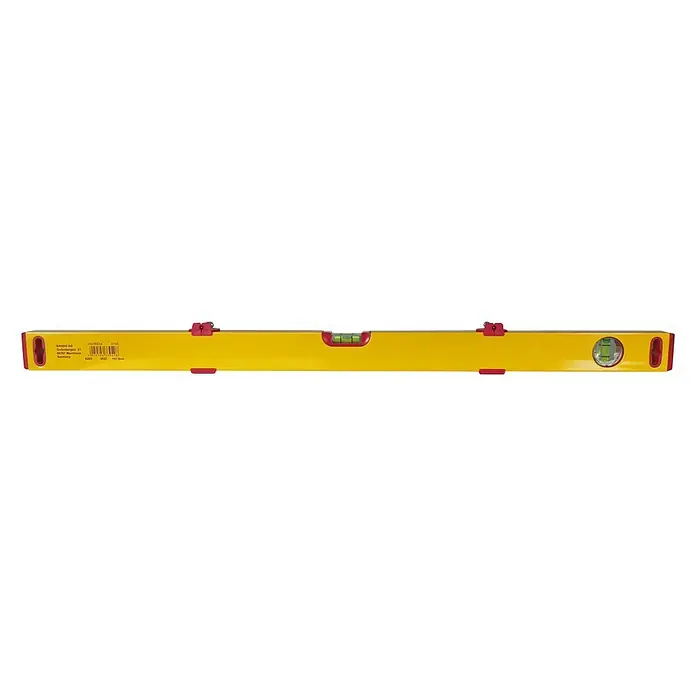 Wisent Markier-Wasserwaage Marker - 80 cm, Anzahl Libellen: 2 Stk. - Eine gelbe Wasserwaage mit roten Akzenten, die ein präzises Nivellieren ermöglicht. Ideal für Bauprojekte und Heimwerkerarbeiten.