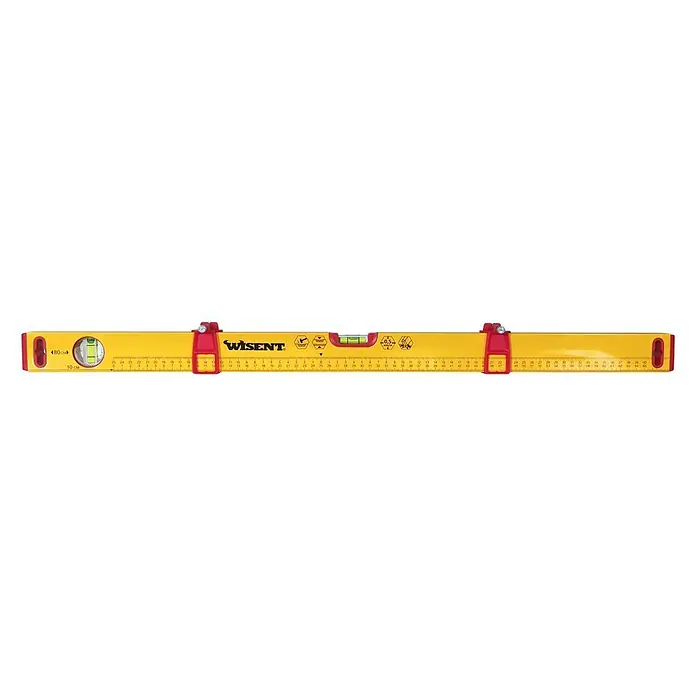 Wisent Markier-Wasserwaage Marker - 80 cm, Anzahl Libellen: 2 Stk. - Gelbe Wasserwaage der Marke Wisent mit roten Endkappen. Das Werkzeug verfügt über Messskalen und Blasenlibellen zur exakten Ausrichtung.