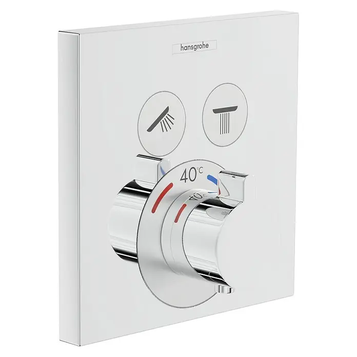Hansgrohe UP-Thermostatarmatur ShowerSelect - Eckig, Chrom, Glänzend - Hansgrohe Unterputz-Thermostatarmatur mit präziser Temperaturregelung und modernem Design für Dusche und Bad.