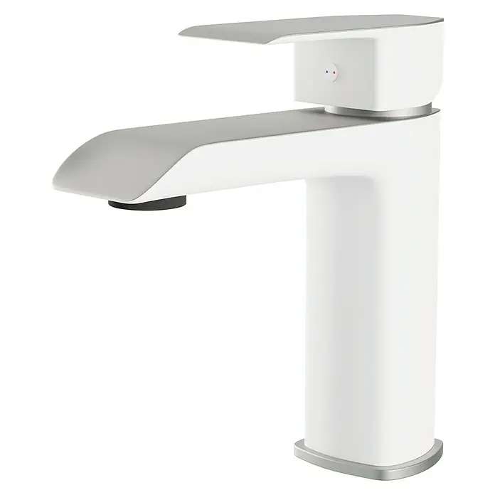 Camargue Waschtischarmatur Snow - Weiß/Chrom, Glänzend - Eine moderne, weisse Waschtischarmatur mit einem minimalistischen Design, perfekt für ein stilvolles Badezimmer.