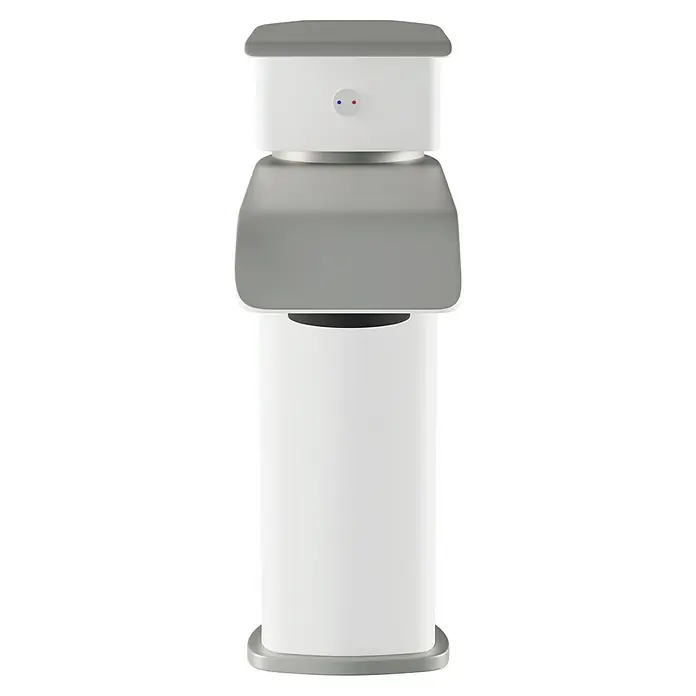 Camargue Waschtischarmatur Snow - Weiß/Chrom, Glänzend - Der weiße Lebenswasser-Wasserspender mit grauen Akzenten und minimalistischem Design bietet eine stilvolle Möglichkeit, sauberes Wasser zu genießen.