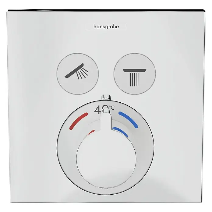 Hansgrohe UP-Thermostatarmatur ShowerSelect - Eckig, Chrom, Glänzend - Hansgrohe Duscharmatur mit Temperaturregler und Symbole für Kopf- und Handbrause.
