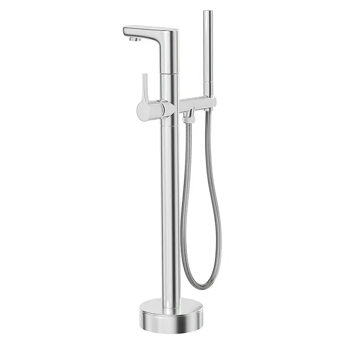 Camargue Wannenstandarmatur Madrid - Höhe: 100,2 cm, Chrom, Glänzend - Elegante freistehende Badewannenarmatur in Chromoptik mit Handbrause. Das moderne Design fügt sich nahtlos in jedes Badezimmer ein und bietet Funktionalität.