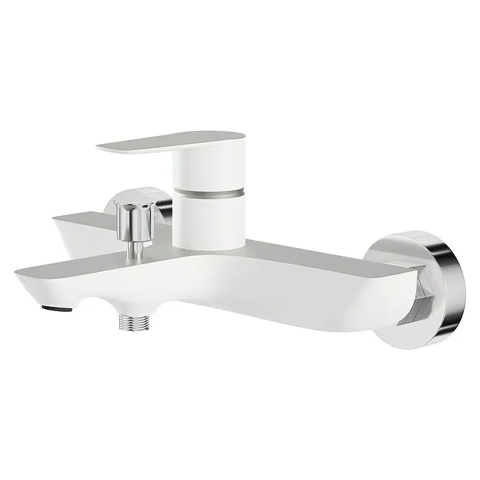 Camargue Frost Badewannenarmatur - Weiß/Chrom, Glänzend - Eine moderne, weiße Armatur mit Chromdetails, ideal für jedes Badezimmer.