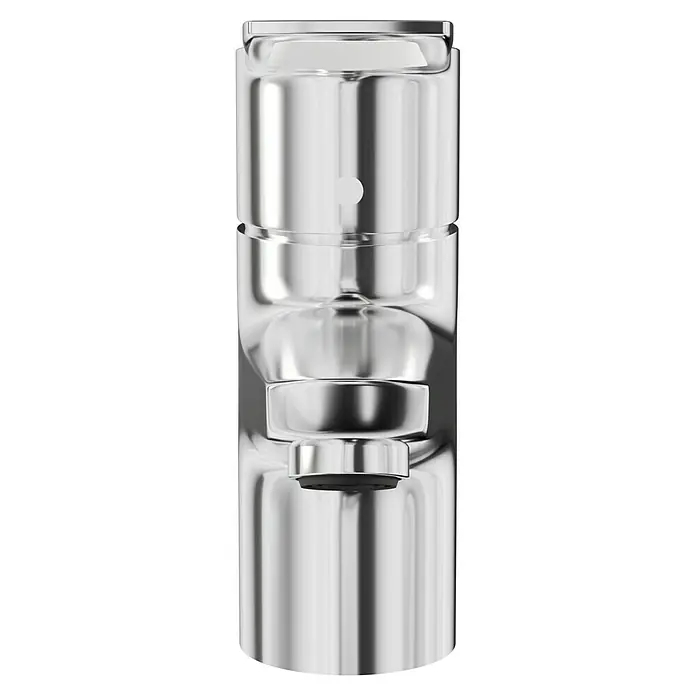 Hansgrohe Novus Loop Waschtischarmatur 70 - Chrom, Glänzend - Nahaufnahme eines modernen, verchromten Wasserhahns. Das elegante Design betont die klaren Linien und die glänzende Oberfläche des Wasserhahns.