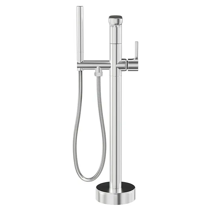 Camargue Wannenstandarmatur Madrid - Höhe: 100,2 cm, Chrom, Glänzend - Eine elegante, freistehende Badewannenarmatur aus Chrom mit Handbrause, ideal für moderne Badezimmerdesigns.