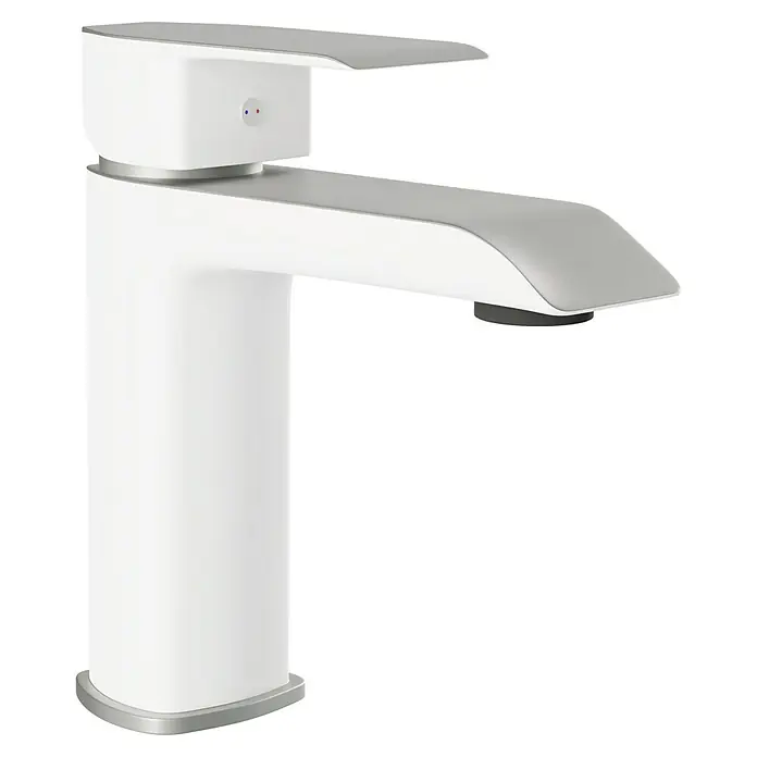 Camargue Waschtischarmatur Snow - Weiß/Chrom, Glänzend - Ein moderner weißer Wasserhahn mit Chromakzenten. Stilvoll und minimalistisch für jedes Badezimmer.