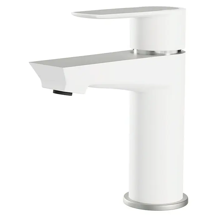 Camargue Frost Waschtischarmatur - Höhe: 15,2 cm, Weiß/Chrom, Glänzend - Elegante, moderne Waschtischarmatur in Weiß mit minimalistischem Design. Ideal für jedes Badezimmer.