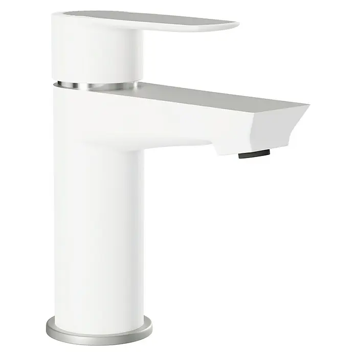 Camargue Frost Waschtischarmatur - Höhe: 15,2 cm, Weiß/Chrom, Glänzend - Dieser Wasserhahn ist ein schlichtes und modernes Accessoire für jedes Badezimmer, mit einem minimalistischen Design und einer strahlend weißen Oberfläche.
