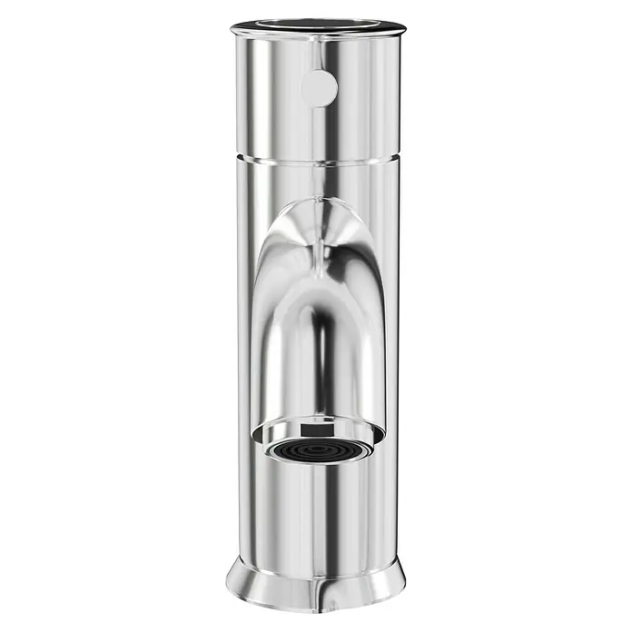 Grohe Start Classic Waschtischarmatur S-Size - Chrom, Glänzend - Nahaufnahme eines eleganten, verchromten Wasserhahns. Sein schlankes Design und die glänzende Oberfläche machen ihn zu einer stilvollen Ergänzung für jedes Badezimmer.