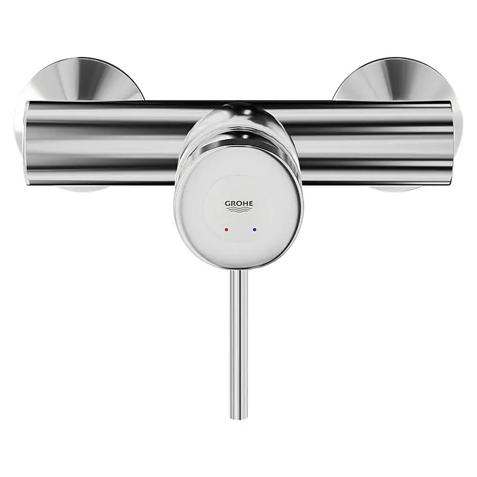 Grohe Start Classic Brausearmatur - Chrom, Glänzend - Nahaufnahme eines Grohe Wasserhahns, der modernes Design und Funktionalität vereint. Chromoberfläche und minimalistische Formgebung.