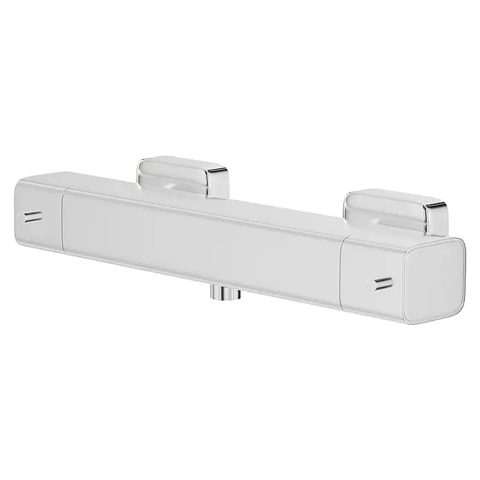 Camargue Ocean Thermostatarmatur - Breite: 260,6 mm, Chrom, Glänzend - Eine Thermostat-Duscharmatur in Chromoptik, die durch ihr modernes Design und ihre rechteckige Form besticht. Sie ist funktional und optisch ansprechend.