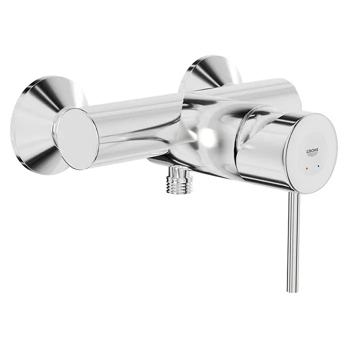 Grohe Start Classic Brausearmatur - Chrom, Glänzend - Ein glänzender, verchromter Grohe-Duschmischer mit Temperaturregler und Wasseranschluss für ein modernes Badezimmer.