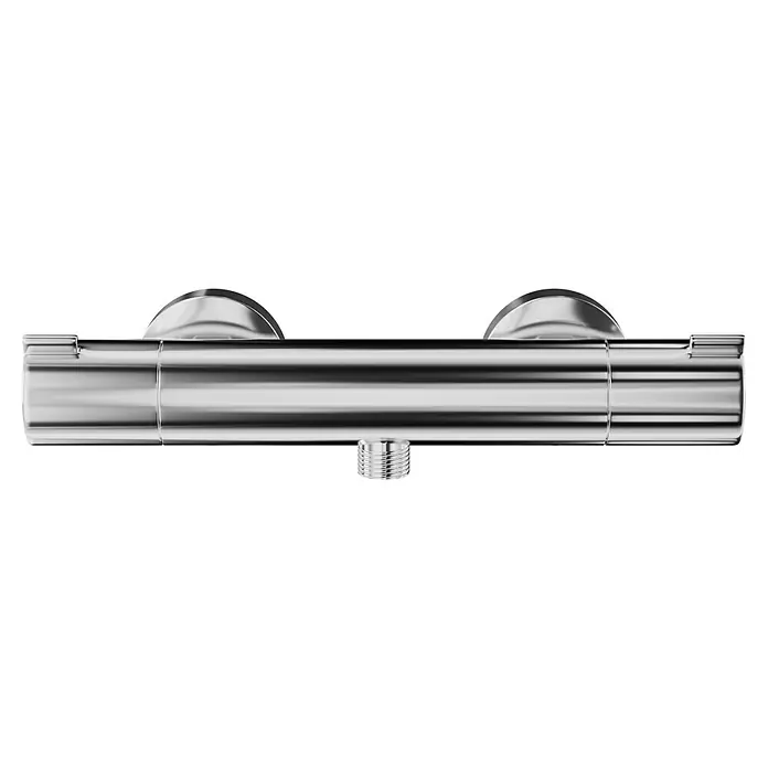 Hansgrohe Brausethermostat Ecostat 1001 CL - Chrom, Glänzend - Detailaufnahme einer Thermostat-Duscharmatur in Chromoptik. Das schlanke Design und die präzise Verarbeitung machen sie zu einem Blickfang im Bad.