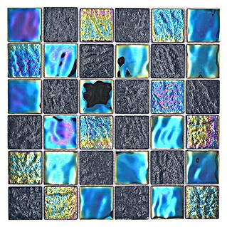 Mosaikfliese Quadrat Crystal Mix CM S365 (29,8 x 29,8 cm, Saphirblau, Glänzend)