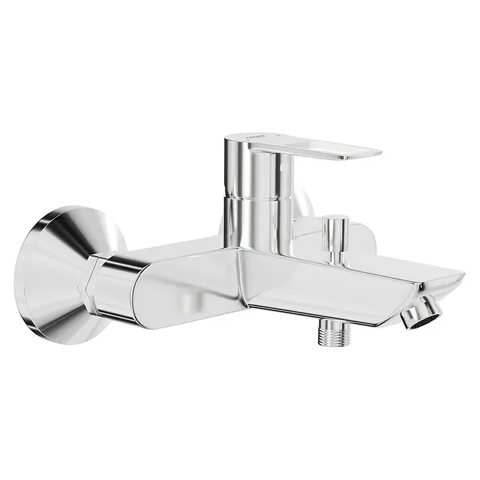 Grohe Start Loop Badewannenarmatur - Ausladung Armatur: 168 mm, Chrom, Glänzend, Durchmesser Kartusche: 35 mm - Verchromte Mischbatterie für Badewanne/Dusche zur Wandmontage. Moderner Einhebelmischer mit Umsteller für Brausefunktion, glänzende Oberfläche.