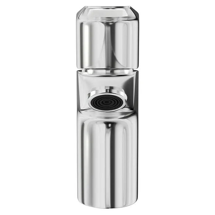 Grohe Start Loop Waschtischarmatur S-Size - Chrom, Glänzend, Mit Bügelhebel - Nahaufnahme eines modernen, silberfarbenen Wasserhahns mit einem markanten, runden Auslauf und glänzenden Oberflächen.