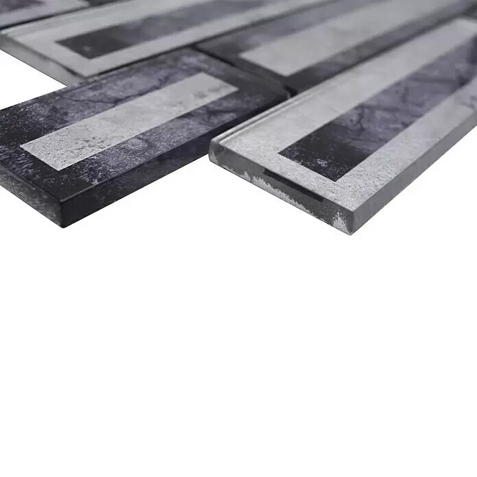 Mosaikfliese Rechteck Crystal XBH 2SW5 - 30 x 30 cm, Schwarz, Glänzend - Detailaufnahme