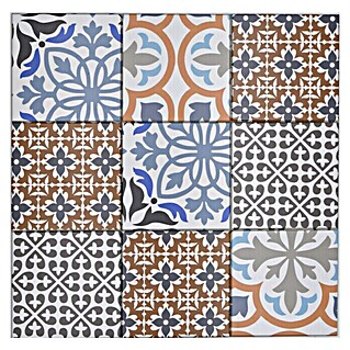 Mosaikfliese Quadrat SAM PORTO (30 x 30 cm, Creme/Blau/Orange, Matt)