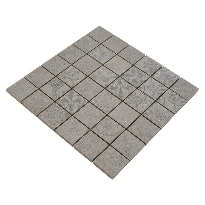 Mosaikfliese Quadrat Blox CSB 48BG3 - 29,8 x 29,8 cm, Grau, Matt - Mosaikfliese mit floralen Ornamenten. Das quadratische Design ist ein echter Hingucker und verleiht jedem Raum eine elegante Note.