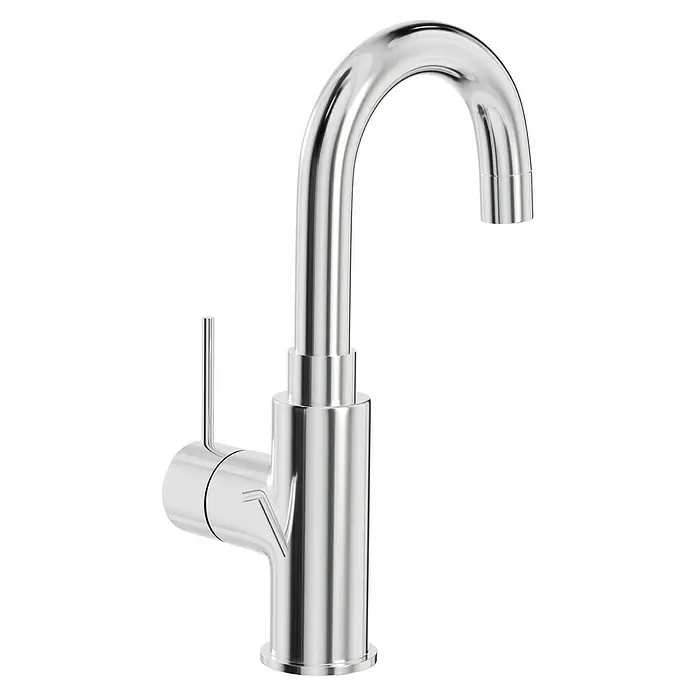 Grohe Concetto Waschtischarmatur L-Size - Chrom, Glänzend - Glänzender Chrom-Einhebelmischer mit geschwungenem Auslauf und seitlichem Hebel für moderne Badezimmerdesigns.