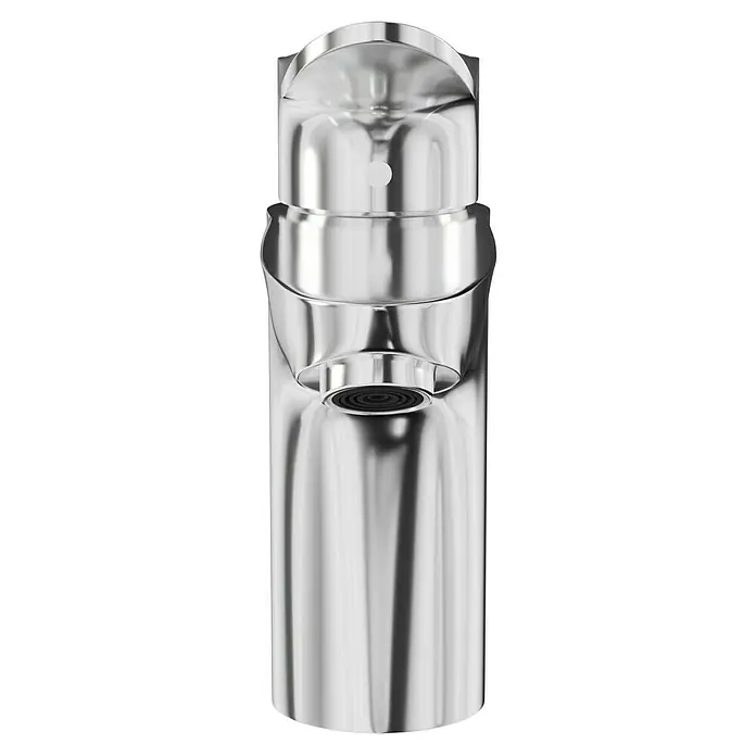 Hansgrohe Logis E Waschtischarmatur 100 - Höhe: 16,4 cm, Chrom, Glänzend - Nahaufnahme einer modernen, verchromten Armatur mit klaren Linien und minimalistischem Design, ideal für stilvolle Badezimmer.