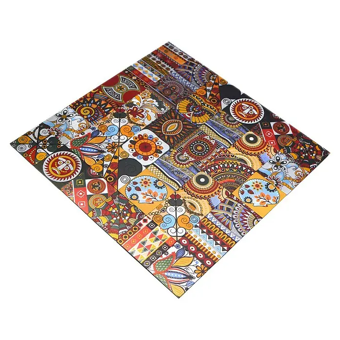 Selbstklebemosaik Quadrat SAM 4XAU01 - 30,5 x 30,5 cm, Mehrfarbig, Glänzend - Quadratisches dekoratives Tablett mit einem Mosaik aus bunten, sich wiederholenden Mustern.