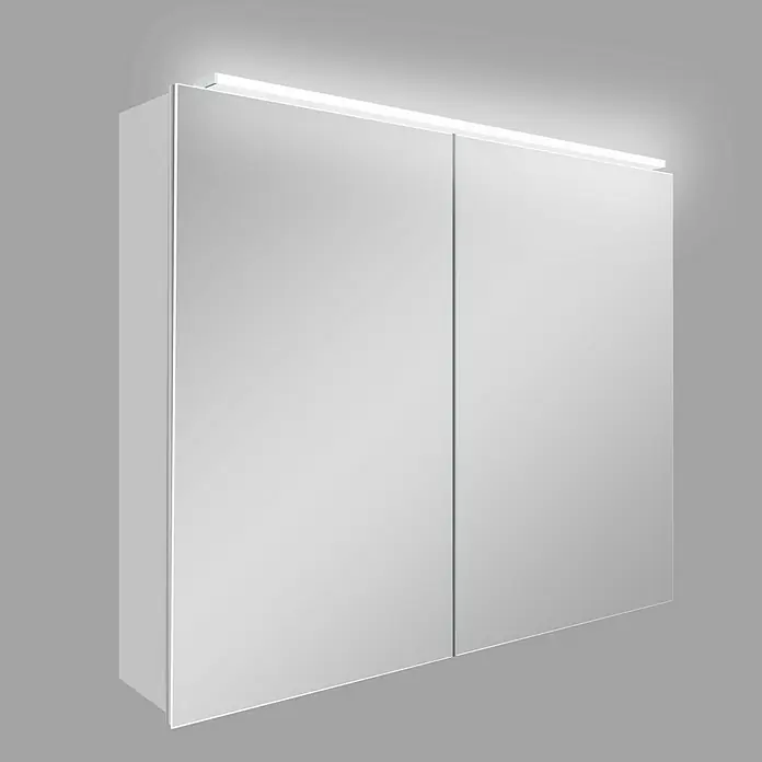DSK LED-Spiegelschrank Aluminio Vegas - B x H: 70 x 50 cm, Aluminium, Aluminium - Ein moderner Spiegelschrank mit integrierter Beleuchtung, ideal für Badezimmer. Der Schrank bietet praktischen Stauraum hinter verspiegelten Türen.