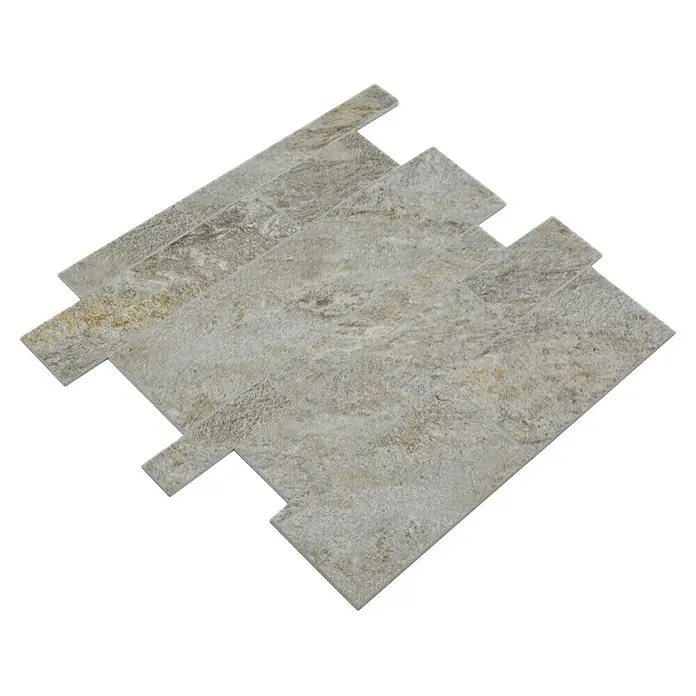 Selbstklebemosaik Rechteck SAM 4XSP 01 - 29,8 x 29,6 cm, Beige/Grau, Matt - Mosaikfliesenmuster aus Naturstein in Erdtönen, ideal für stilvolle Wandverkleidungen im Innenbereich. Für ein modernes und warmes Ambiente.