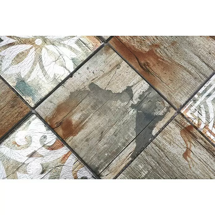 Mosaikfliese Quadrat Crystal Mix XCM WOOD 750 - 29,8 x 29,8 cm, Hellbeige, Matt - Detailaufnahme