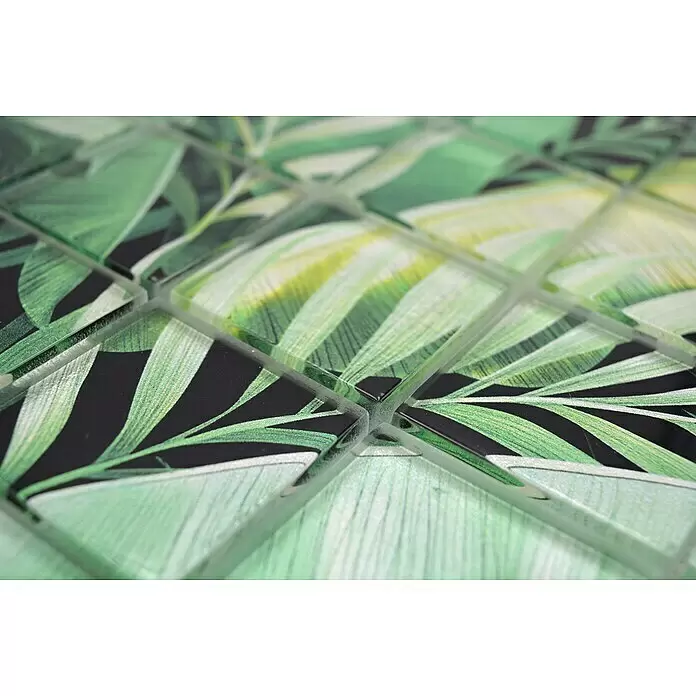 Mosaikfliese Quadrat Crystal Rainforest XCM RF01 - 29,8 x 29,8 cm, Grün, Glänzend - Detailaufnahme