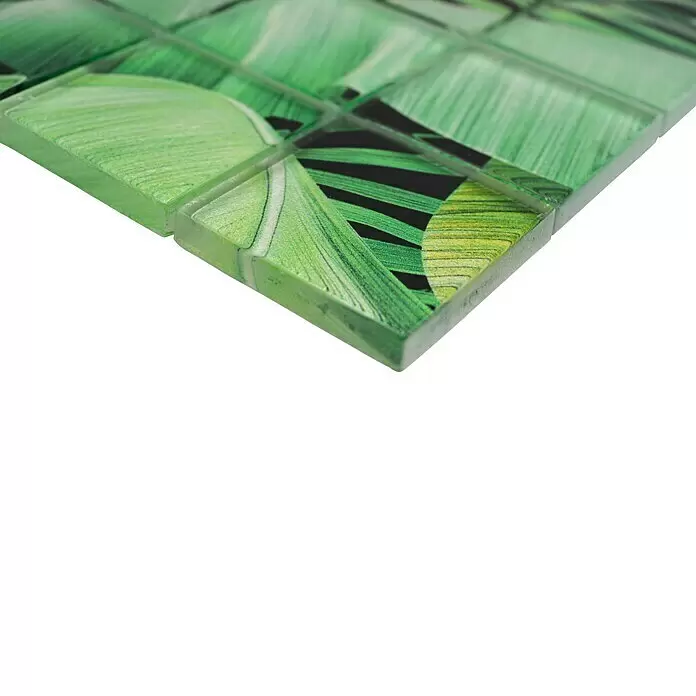 Mosaikfliese Quadrat Crystal Rainforest XCM RF01 - 29,8 x 29,8 cm, Grün, Glänzend - Detailaufnahme