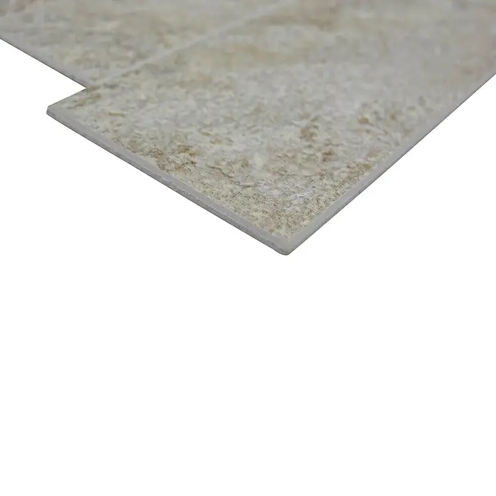 Selbstklebemosaik Rechteck SAM 4XSP 01 - 29,8 x 29,6 cm, Beige/Grau, Matt - Detailansicht von hellen, rechteckigen Wandfliesen mit einer feinen, gesprenkelten Textur. Ideal für moderne Innenräume.