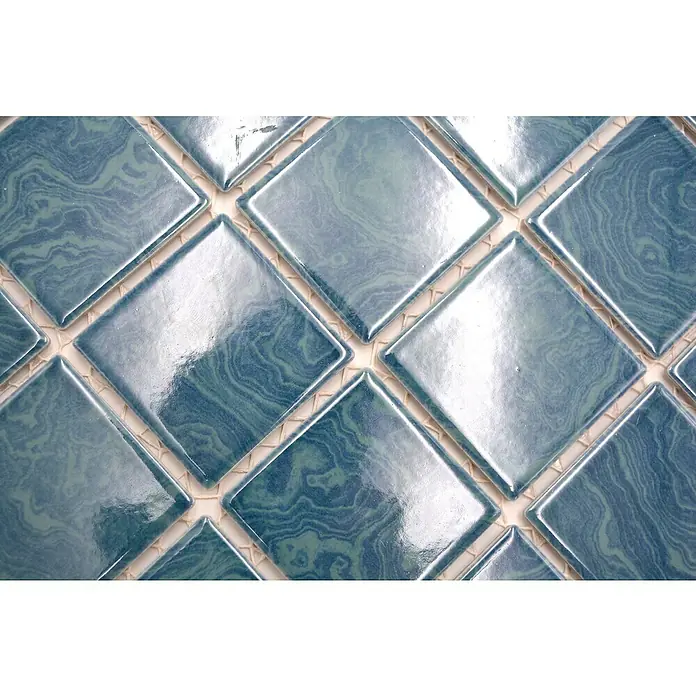 Mosaikfliese Quadrat Uni SD 601N - 30,4 x 30,4 cm, Grün, Glänzend - Hochglänzende, quadratische Mosaikfliesen in einem beruhigenden Blauton mit einzigartigen Marmoreffekten, perfekt für stilvolle Akzente.