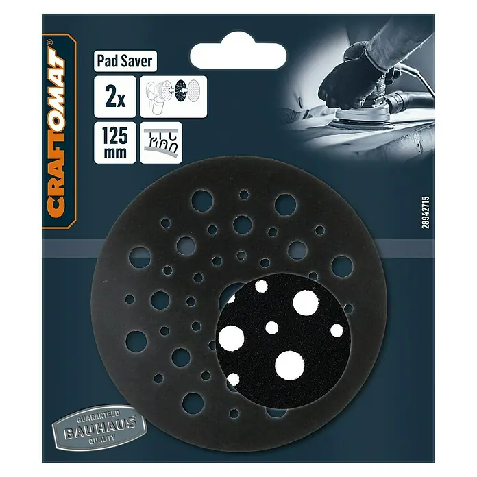 Craftomat Zwischenscheibe - Durchmesser: 125 mm, Passend für: Exzenterschleifer - Produktabbildung: CRAFTOMAT Pad Saver 125 mm, ein Schleifscheiben-Schutz, der die Lebensdauer von Schleifscheiben verlängert und Kosten spart.