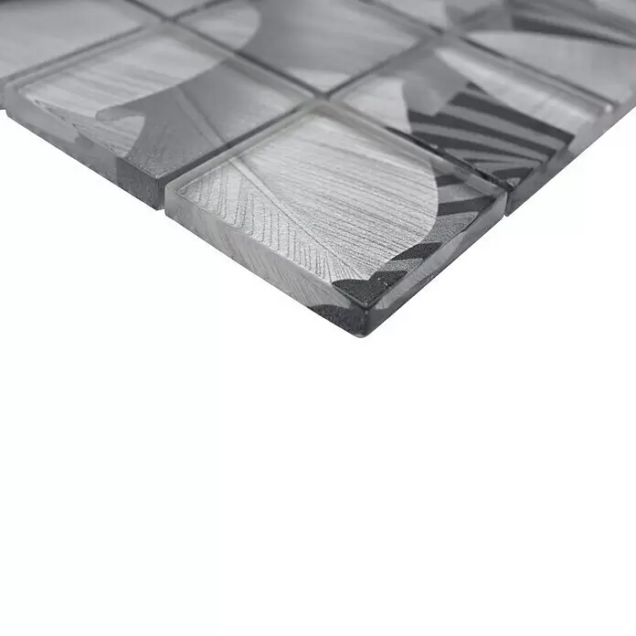 Mosaikfliese Quadrat Crystal Rainforest XCM RF03 - 29,8 x 29,8 cm, Grau, Glänzend - Detailaufnahme