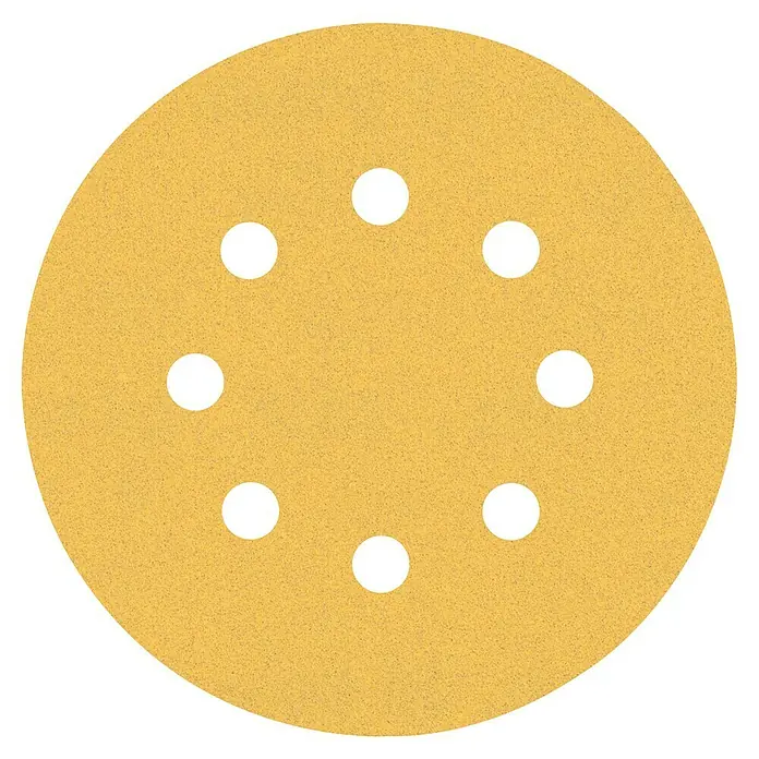 Craftomat Haftschleifscheiben - Körnung: 120, Durchmesser: 125 mm, 1 Stk. - Schleifscheibe mit acht Löchern für Schleifmaschinen, ideal zum Schleifen von Holz und anderen Materialien.