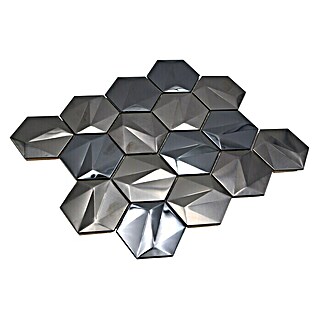 Mosaikfliese Hexagon HXM 60PL (26,2 x 23 cm, Wolfram Stahl, Glänzend)