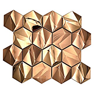 Mosaikfliese Hexagon HXM 50BR (26,2 x 23 cm, Rosegold, Glänzend)