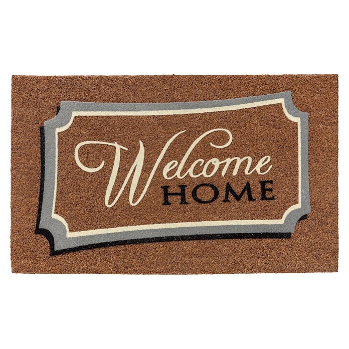 Astra Coco Design Kokosfußmatte (Welcome Home, Kokosbraun/Schwarz/Weiß, 75 x 45 cm, 100 % Kokos)