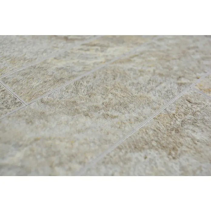 Selbstklebemosaik Rechteck SAM 4XSP 01 - 29,8 x 29,6 cm, Beige/Grau, Matt - Nahaufnahme von beigen und braunen Bodenfliesen mit einem subtilen Texturmuster, das eine elegante und natürliche Oberfläche ergibt.