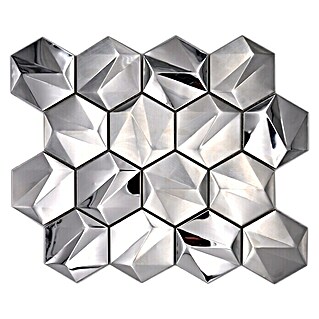 Mosaikfliese Hexagon HXM 40SB (26,2 x 23 cm, Titanium Stahl, Glänzend)