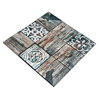 Mozaik pločica Quadrat Crystal Mix XCM WOOD 950 (29,8 x 29,8 cm, Sivo/Smeđa/Zelena, Mat)