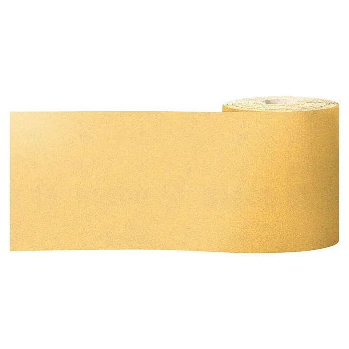 Craftomat Schleifpapier - Körnung: 180, 93 x 5.000 mm - Nahaufnahme einer Rolle Schleifpapier, die für verschiedene Schleifarbeiten in der Werkstatt oder beim Heimwerken verwendet wird.