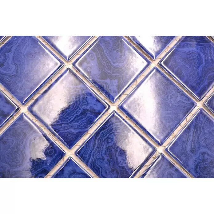 Mosaikfliese Quadrat Uni SD 641N - 30,4 x 30,4 cm, Marineblau, Glänzend - Detailaufnahme