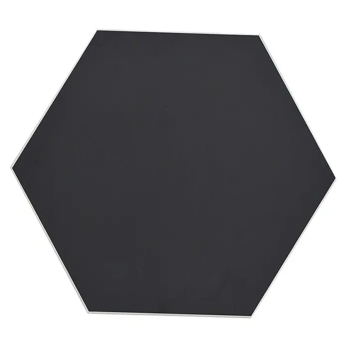 Selbstklebemosaik Hexagon Uni SAMT CHA4BL - 15,2 x 17,2 cm, Schwarz, Matt - Grauer, sechseckiger Spiegel mit einem eleganten, weißen Rahmen, der jedem Raum einen Hauch von Klasse verleiht.
