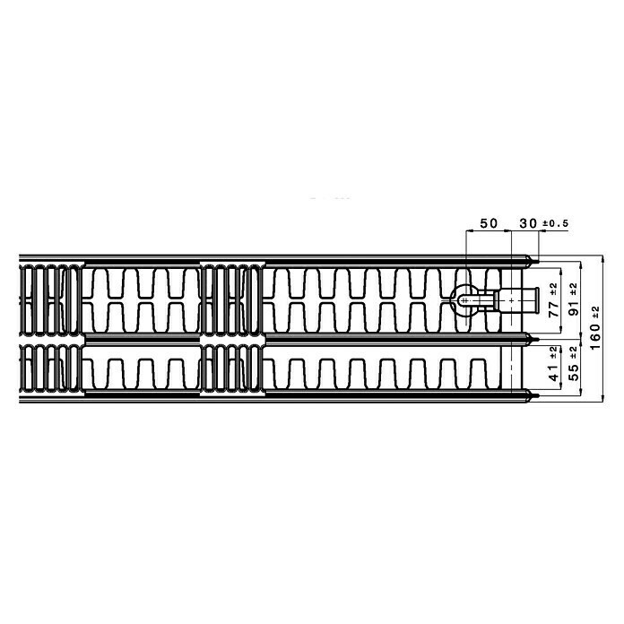 Universal-Flachheizkörper (B x H: 230 x 40 cm, 6-fach, Typ: 3K-33, 4.020 W)
