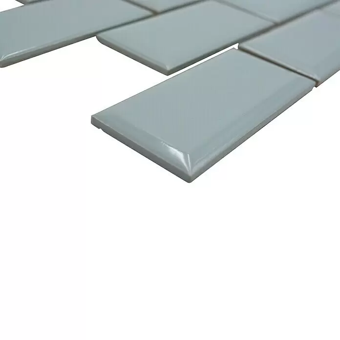 Mosaikfliese Metro Uni CG M17MG - 29,1 x 29,6 cm, mintgrün, Glänzend - Detailaufnahme